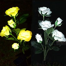 태양광 정원등 5구 장미등 태양열 야외 센서등 정원 조명 문주등 캠핑 야외등 태양광등 전구 태양열등 조명등 가로등 led등 잔디등 전등, R99377B(옐로우