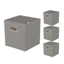 접이식 수납 정리함 선반 책장 장난감 바구니, 4개, 그레이