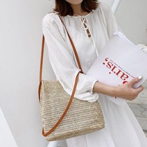 숄더백 포인트 왕골 여성 짜임 데일리 디자인 스퀘어