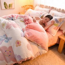 SKANDSALO 겨울 극세사 양면 플란넬 이불커버 싱글 더블 퀸, A