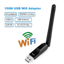 150Mbps 와이파이 어댑터 USB 무선 네트워크 카드 RTL8188EUS 와이파이 안테나 어댑터 PC 데스크탑 노트북 TV 박스 드롭 배송, 하얀