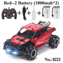 RC카 원격 자동차 2023 록 크롤러 전기 4WD 드리프트 RC 24Ghz 제어 스턴트 스프레이 장난감 소년 기계 라디오, 8221 Red1800mahX2