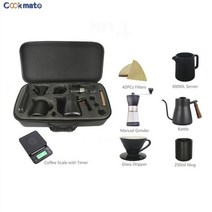 커피 세트 휴대용 야외 여행 선물 상자 주전자 V60 그라인더 컵 필터 수동 메이커, coffee set-G