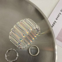 투명 스프링머리끈 홀로그램 전화선 헤어끈