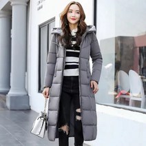 롱 패딩 겨울 파카 여성 화이트 후드
