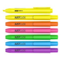 모리스 노크식 JUSTCLICK 형광펜M2 원터치 형광펜(1타12자루)색상선택, 1개, 분홍색