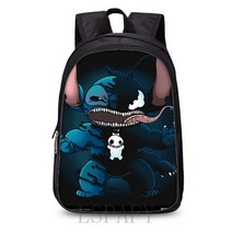스티치 3D 인쇄 학교 가방 만화 십대 소년 소녀 배낭 멋진 귀여운 아이 Schoolbags 16 인치 어린이 Bookbags