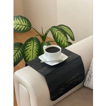 보관함 정리함 소파 팔걸이 나무 정리 사이드 테이블 패드 단열 컵 홀더 트레이 안락 의자 TV 원격 제어 핸드폰, [01] Black