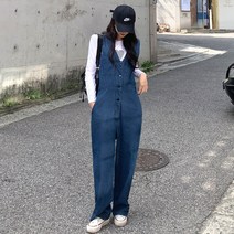 떳다그녀 길리안 데님 와이드 점프수트