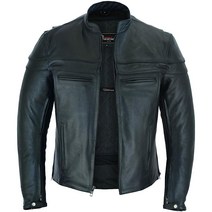 Vance Leather 남성용 프리미엄 가죽 레이서 재킷 통풍구 포함 블랙. XX-Large, 5X-Large