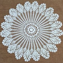 UNBAISER 손뜨개 식탁보 테이블러너 커버 레이스 원형, 베이지, 80CM