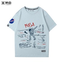 남성 커플 nasa 합작 플래그샵 홈페이지 미국 여름 단소, T05-XXL, C18-블루색 2