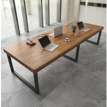 길고 단단한 원목 회의 테이블 의자 6인 8인 10인 회의실 회사 스터디 카페 대형, 길이160폭60높이75CM