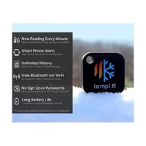 tempi.fi Mini 무선 Temperature and Humidity Sensor - Developed in The USA 24/7 Data Logger with Alarm, Black_Corner String Hole