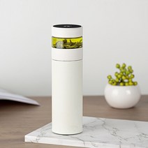 지능형 온도 감지 티텀블러 보온병 스테인레스 스틸 티 컵 차우리기 400ml, 화이트 클래식