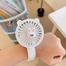 귀여운 곰돌이 캐릭터 팔찌 시계형 USB 손목 미니 선풍기 여름 휴대용, 토끼