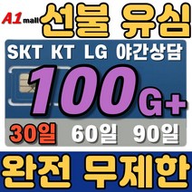 에이원몰 SKT 무제한 선불유심 칩 선불폰 유심카드, 100GB  무제한, 30일