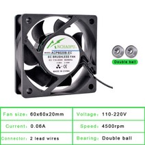 CPU쿨러 Anchaopu ec 브러시리스 냉각 팬 ac 110v 120v 220v 볼, 60x60x20mm