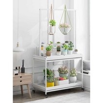 행잉 꽃집 진열대 꽃다발 식물 화단 보관 걸이대 가게, 화이트 150cmx60cmx80cm (2단)
