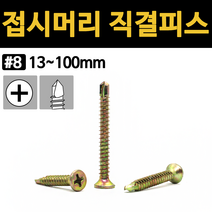 접시 머리 직결 피스 나사 못 철판 PVC 철 양날 기리 피스 규격 13mm 부터 100mm, 접시머리 직결피스(철), #8x13 (75ea)