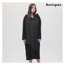 [보니스팍스] 퀼팅 우븐배색 후드 롱 저지 원피스-MF99OP092