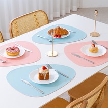 포그망 조약돌 북유럽 양면 테이블 매트 4개, 핑크/민트