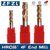 HRC55 카바이드 엔드밀 120mm 엔드밀 4 플루트 밀링 커터 합금 코팅 텅스텐강 절삭 공구 CNC 가공 엔드밀, 61.8X8DX100L4F - 1PCS