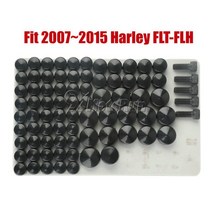 할리 데이비슨 FLT FLH 로드 킹 일렉트라 글라이드 스트리트 투어링 1999-2015 용 크롬/블랙 볼트 토퍼 캡 커버 세트, 2.07-15 Touring Black