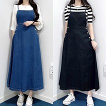 매일리룩 뷔스티에 청 멜빵 캐주얼 데님 원피스
