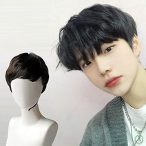 무료배송웨이브 맞춤 통가발 일체형 남자 댄디스타일 고열사 블랙 쉬운탈부착 동안, 내츄럴블랙, 1개