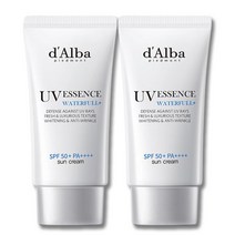 [ 메이크업 전 바르는 촉촉한 썬크림 ] 달바 워터풀 에센스 선크림 SPF50+ 피부 수분 촉촉 유기자차 데일리 블루라이트 차단 백탁 끈적임 없는 에센스 선케어 선블록 선쿠림 선클, 2개, 50ml