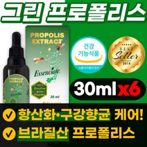 브라질 그린 프로폴리스 플라보노이드 액체 원액 액상형 목 입냄새 구강 향균 항산화 도움 악취 냄새 제거 리퀴드 시원한 꿀벌 식약처 인증 식약청 인정 마우스 30ml, 30ml x6개
