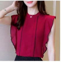 여름 여성 블라우스 o 넥 블루 시폰 블라우스 셔츠 탑 여성 반팔 블라우스 여성 blusas mujer de moda 2023 블라우스 f997