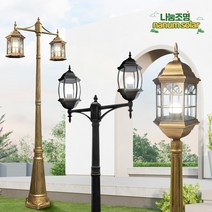 나눔조명 전기 가로등 주마 1등 2등 가로등 LED 정원등, 01_1구상향(블랙육각_ 기둥 1.7M)