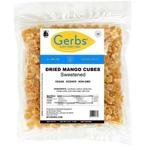 미국직구 GERBS 말린 망고 큐브 32온스 백 무황 방부제 상위 14개 식품 알레르기 프리, 상세참조, 수량