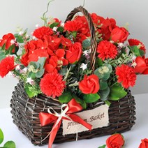 비누꽃 조화 큰사랑카네이션바구니, 단품