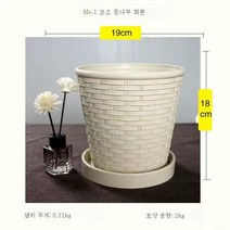 ZZJJC 레진 화분 대나무 모조 플라스틱 화분 두껍게 보강 심플 다육 원형 실내 베란다 그린라 작은 화분, [베이지]+비료 보내기+공구, 라지[구경19cm]3개+받침쟁반