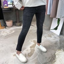용된다 남자 워싱 데님 컷팅 스판 청바지