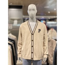 [폴햄] 공용 세미오버핏 P 로고 브이넥 배색 니트 가디건 PHD1EC1010 _US