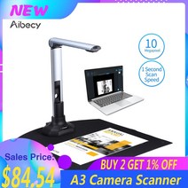 북스캐너 북 스캐너 Aibecy 휴대용 BK52 도서 및 문서 카메라 스캐너 캡처 크기 A3 HD 10 메가 픽셀 USB 2.0 고속 스캐너 LED 빛