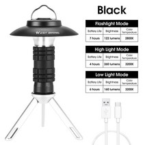 밴드실러 밀봉기 포장기 씰링기 휴대용 캠핑 라이트 마그네틱 USB 충전식 3 조명 모드 랜턴 야외 Led 손전, 한개옵션1, 01 Black