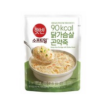 CJ제일제당 레토르트 햇반 소프트밀 닭가슴살 곤약죽 1인분 간단한아침메뉴 자취음식 가정간편식 저녁메뉴추천 180g, 3개