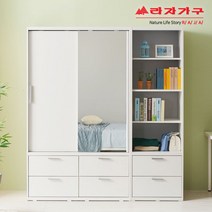 라자가구 위드 빅 1800 슬라이딩 거울 서랍 옷장+서랍선반장 jy226 옷장세트, 화이트화이트