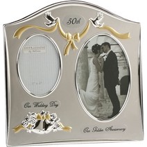 Juliana 투톤 실버 도금 결혼 기념일 사진 액자 - 50주년 골든, 한개옵션0