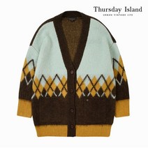 써스데이아일랜드 여성 모헤어 아가일 하프 가디건 T208MCD237W