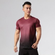 마라톤복 육상복 러닝 조깅 남성 퀵 드라이 그라디언트 티셔츠 통기성 마라톤 피트니스 탑, m, 빨간색