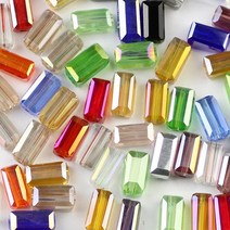 비즈공예 YHBZRET 사각형 오스트리아 크리스탈 비즈 4x8mm 50 피스 스퀘어 유리 스페이서 루즈 비드 쥬얼리 만들기 팔찌 액세서리 DIY, [18] Mixed color