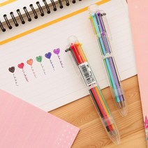6색볼펜 잘써지는 귀여운 클립 볼펜 DD-12063, 단품