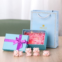 ANYOU 사무실인테리어 기발한아이디어상품 복숭아 베이비돼지 4종 세트, 4개(선물함 포장), 핑크