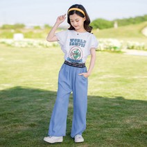 빠빠야네 키즈 주니어 여아 날개레이스 쿨걸 밴딩 통바지세트 여름